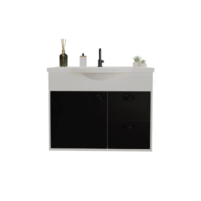 TOUCADOR MIZAR 80CM BRANCO/ PRETO CEROCHA
