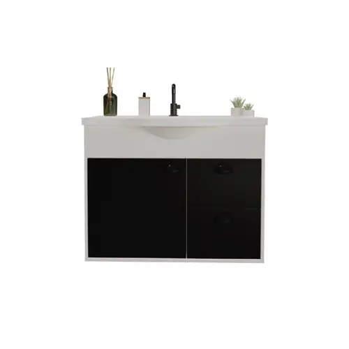 TOUCADOR MIZAR 80CM BRANCO/ PRETO CEROCHA