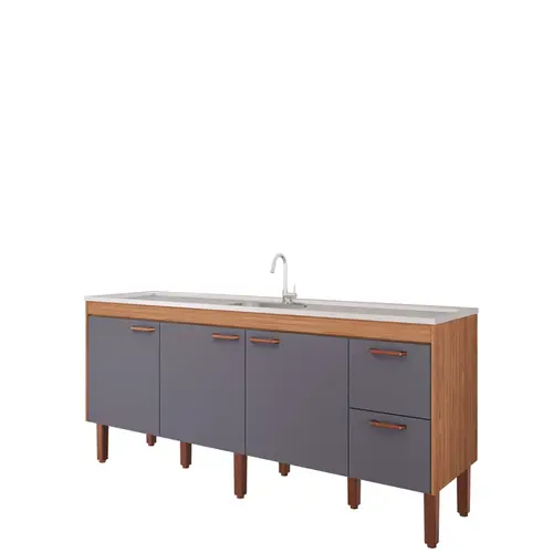 Gabinete de Cozinha Slim 1,94m Freijo/Titanium MGM