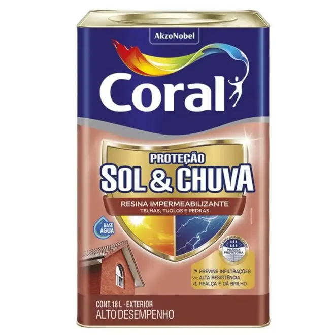 Resina Impermeabilizante Proteção Sol&Chuva 18L Incolor Coral