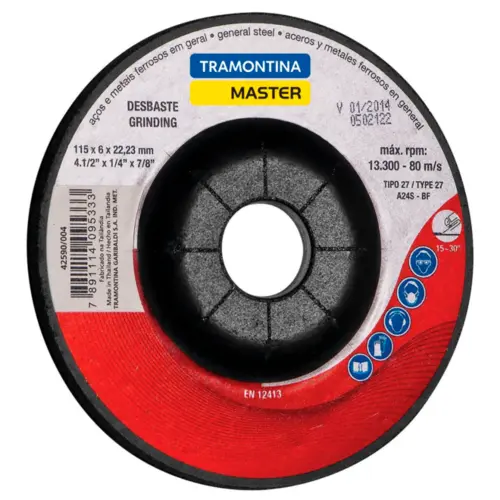 DISCO DESBASTE PARA AÇOS E METAIS MASTER 4.1/2" TRAMONTINA