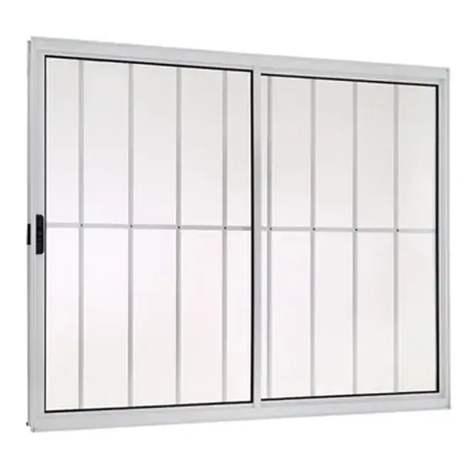 Janela de Correr 2 Folhas 100x150 Aluminio Brilhante Com Grade Proex