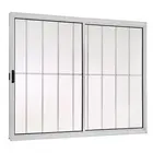 Janela de Correr 2 Folhas 100x150 Aluminio Brilhante Com Grade Proex