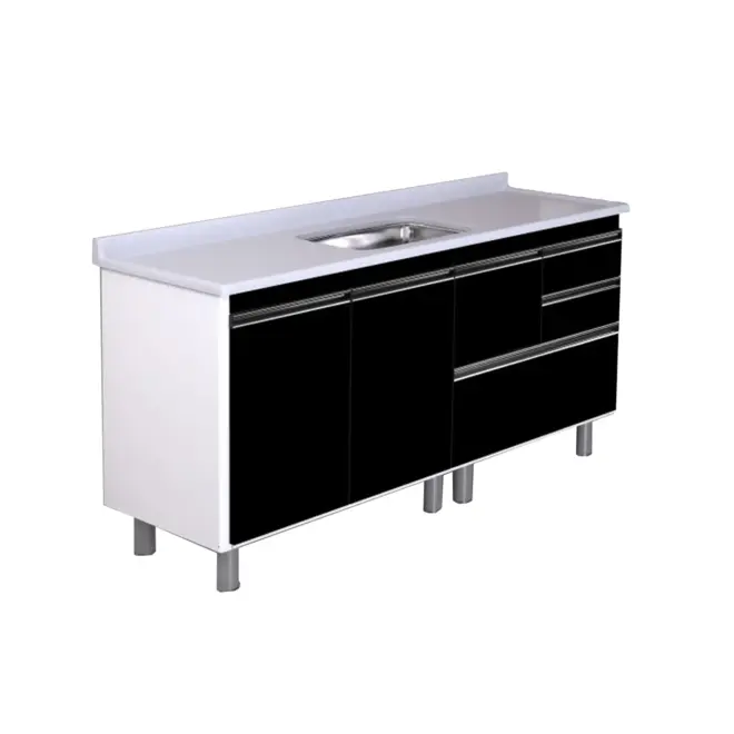 Gabinete de Cozinha Coliseu 174Cm Preto AJR