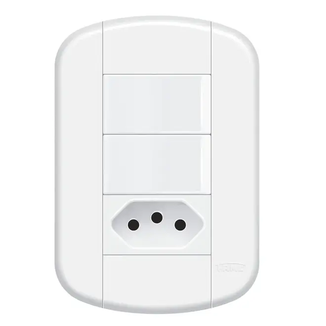 Conjunto Blanc+ 02 Interruptor Simples + Tomada 2P+T 20A/250v Branco 11339304 Fame