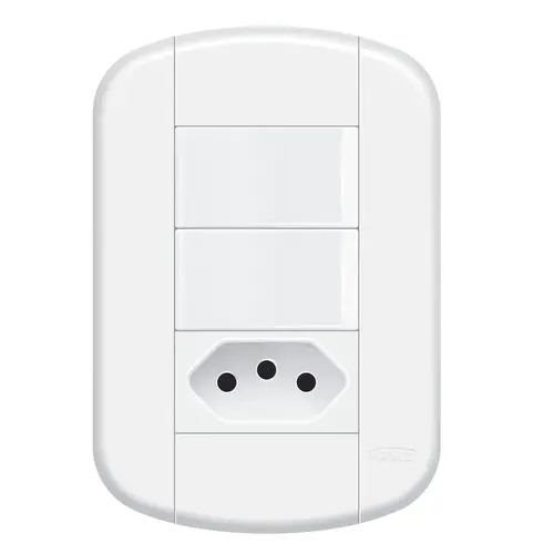 Conjunto Blanc+ 02 Interruptor Simples + Tomada 2P+T 20A/250v Branco 11339304 Fame