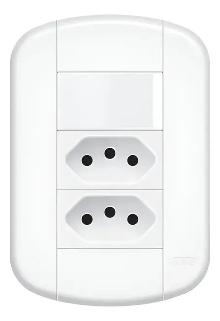 Conjunto Blanc+ Interruptor Simples + 02 Tomadas 2P+T 20A/250v Branco 11339284 Fame