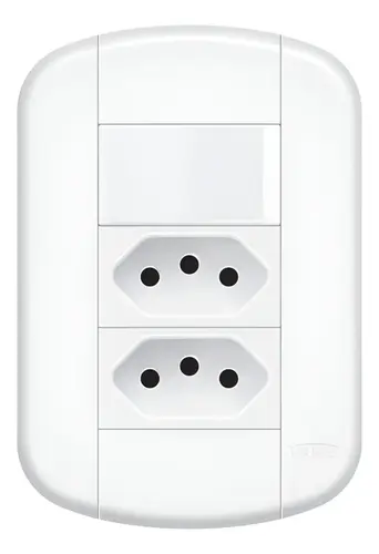Conjunto Blanc+ Interruptor Simples + 02 Tomadas 2P+T 20A/250v Branco 11339284 Fame