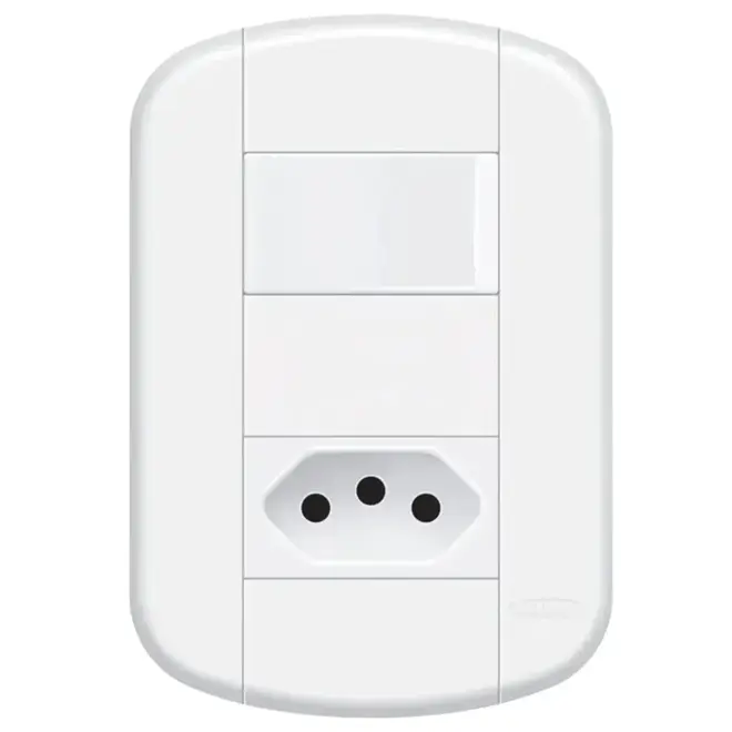 Conjunto Blanc+ 01 Interruptor Simples 16A/250 Volts e 1 Tomada 2P+T 20A de 250V - Distanciados - 11339254 - FAME