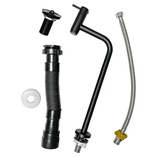 Kit Acessórios para Banheiro/Lavabo Torn+Valv+Sif+Eng Preto Dulluc