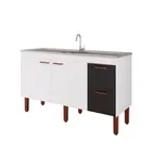 GABINETE DE COZINHA SLIM 1,44 BRANCO/PRETO MGM
