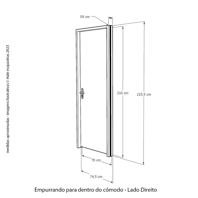 Porta de Madeira Lisa Mescla 210x70 Fech. Interna BT09 Dir Rodam