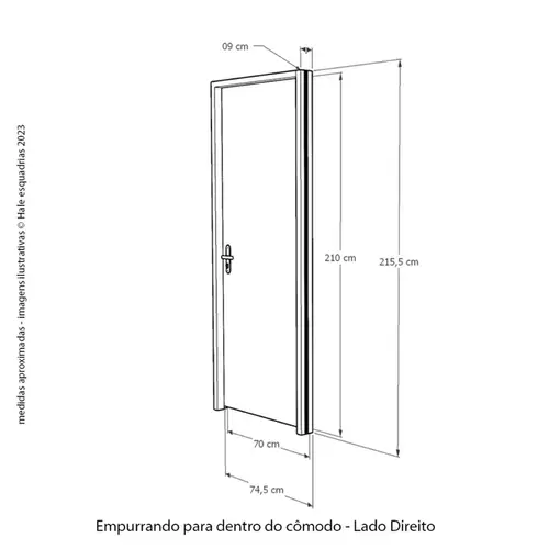 Porta de Madeira Lisa Mescla 210x70 Fech. Interna BT09 Dir Rodam