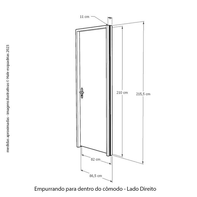 Porta de Madeira Lisa Mescla 210x82 Fech. Externa BT11 Dir Rodam