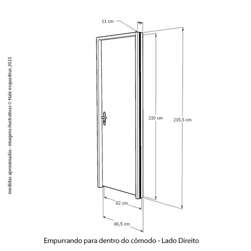 Porta de Madeira Lisa Mescla 210x82 Fech. Externa BT11 Dir Rodam