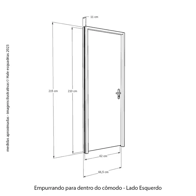 Porta de Madeira Lisa Mescla 210x62 Fech. Externa BT11 Esq Rodam