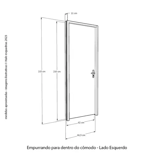 Porta de Madeira Lisa Mescla 210x62 Fech. Externa BT11 Esq Rodam