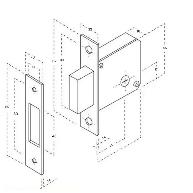 Fechadura Tetra Auxiliar Quadrada 1500 Cromada Pado