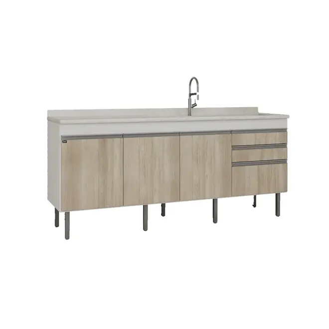 Gabinete de Cozinha Esmeralda 1,94m Branco/Barrique Locatt