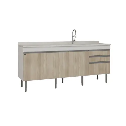 Gabinete de Cozinha Esmeralda 1,94m Branco/Barrique Locatt