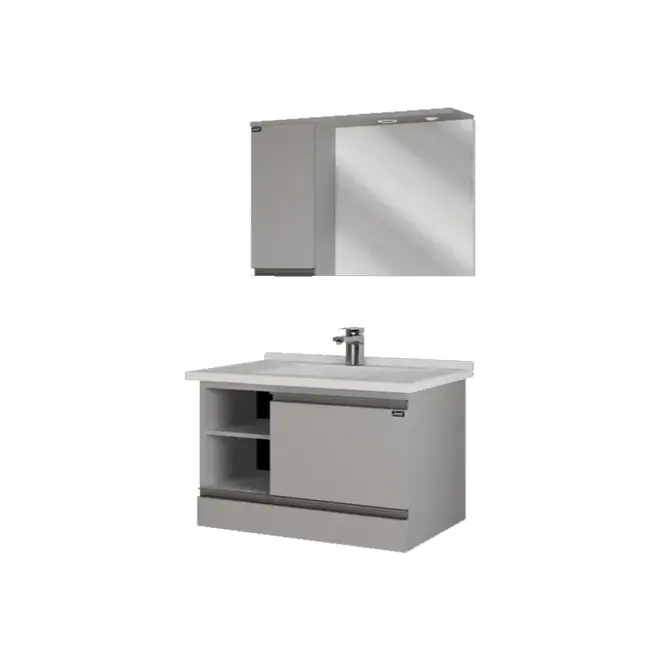 Kit Gabinete Banheiro Lisboa 60cm Cobalto/Cobalto Locatt