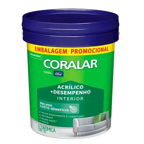 Tinta Acrílica Coralar +Desempenho 20L Branco Coral