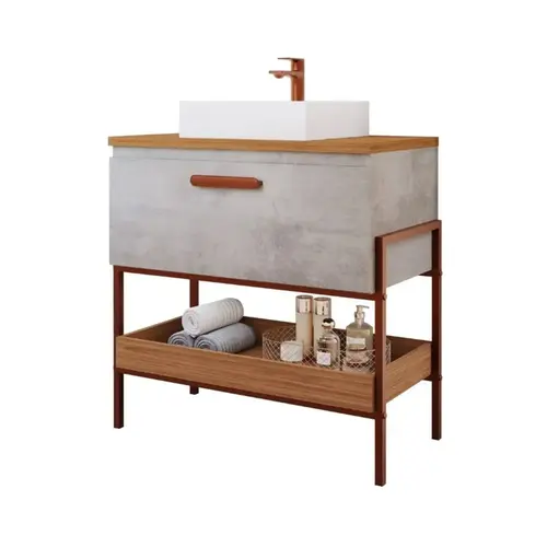 Gabinete de Banheiro Portinari 60cm Cimento/Freijo MGM