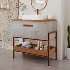 Gabinete de Banheiro Portinari 60cm Cimento/Freijo MGM
