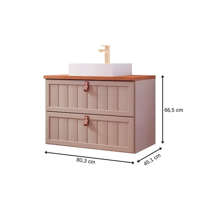 Gabinete de Banheiro Sense 80cm Cappuccino/Freijó MGM