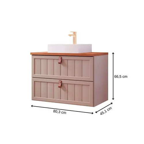 Gabinete de Banheiro Sense 80cm Cappuccino/Freijó MGM