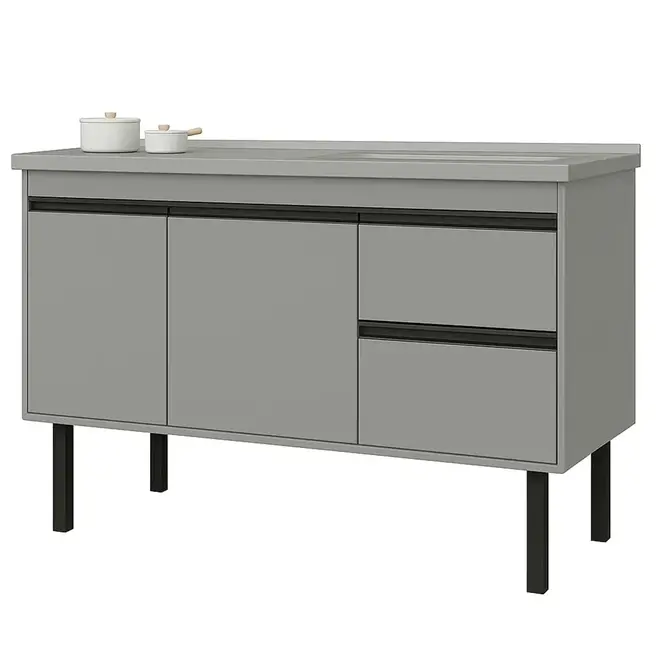 Gabinete de Cozinha Color 1,14m Cinza/Cinza Primatto
