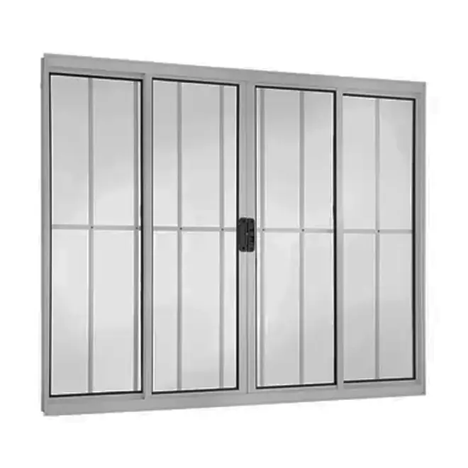 JANELA DE CORRER 4FOLHAS 100X100 ALUMINIO BRILHANTE COM GRADE PROEX