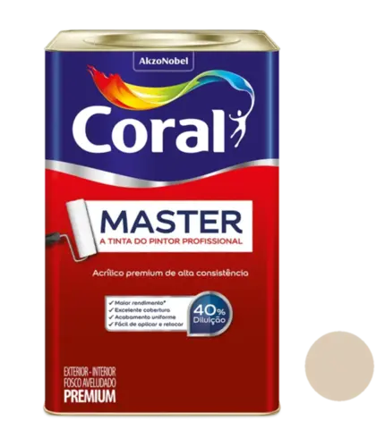 Tinta Acrilica Premium Fosco Master 18L Areia Coral