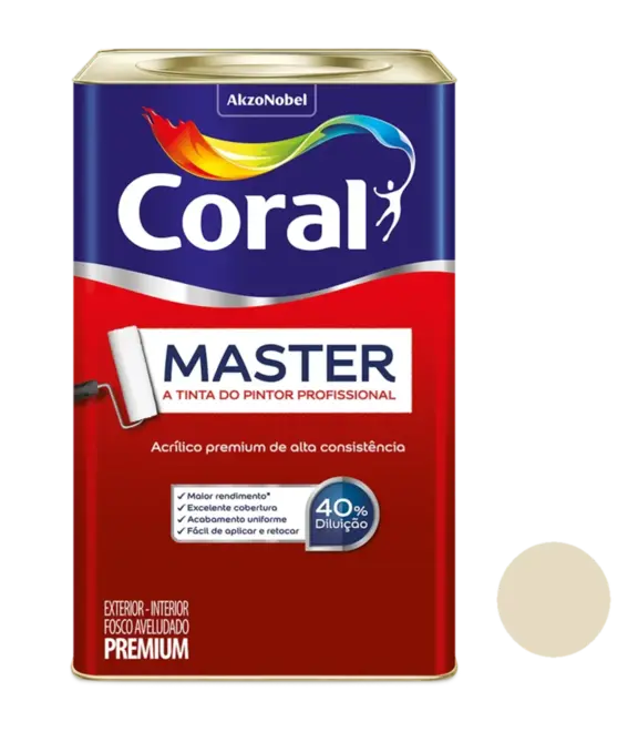 Tinta Acrilica Premium Fosco Master 18L Palha Coral