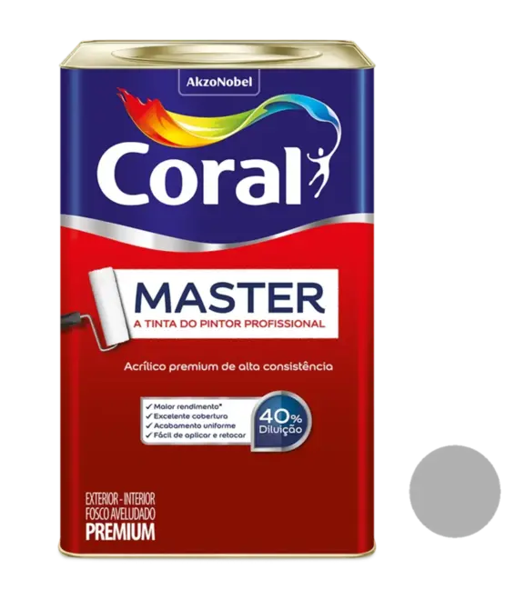 Tinta Acrilica Premium Fosco Master 18L Tubarão Branco Coral