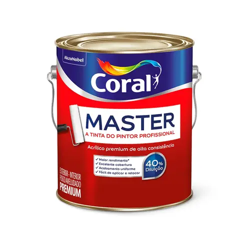Tinta Acrilica Premium Fosco Master 3,6L Branco Coral