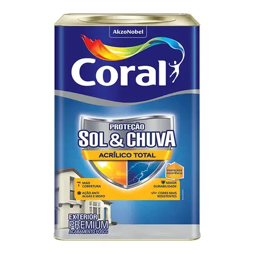 Tinta Acrílica Fosco Proteção Sol & Chuva Impermeabilizante Branco 18L Coral