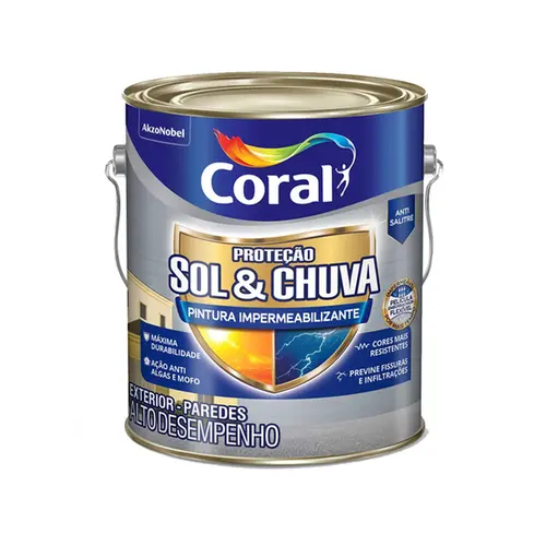 Tinta Acrílica Fosco Proteção Sol & Chuva Impermeabilizante Branco 3,6L Coral