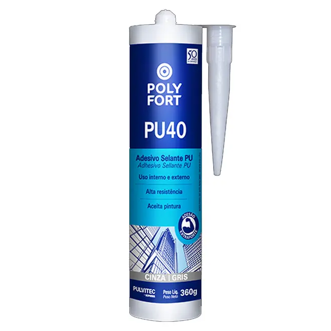 Selante Adesivo PU40 Multiuso Polyfort Cinza 360g Pulvitec
