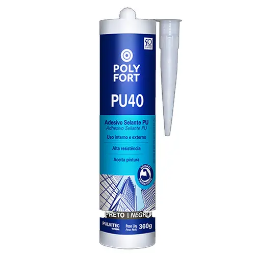 Selante Adesivo PU40 Multiuso Polyfort Preto 360g Pulvitec