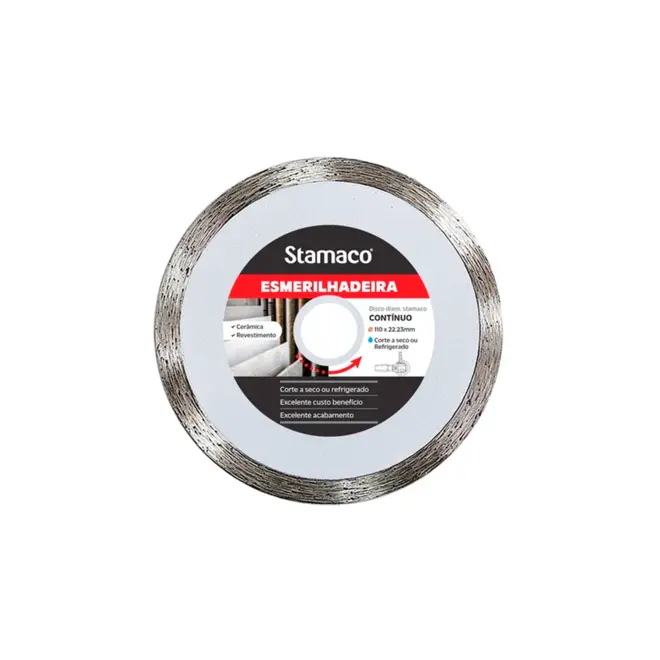 DISCO DIAMANTADO CONTINUO P/ ESMERILHADEIRA 4 3/8" (110MM) STAMACO
