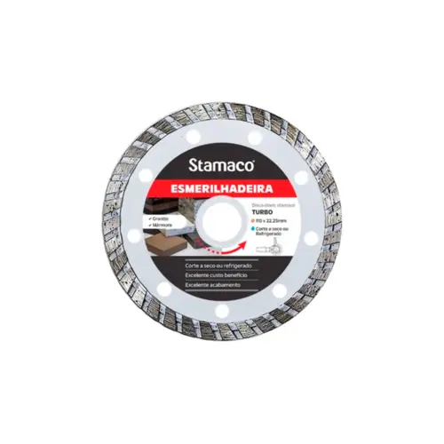 DISCO DIAMANTADO TURBO P/ ESMERILHADEIRA 4.3/8" STAMACO