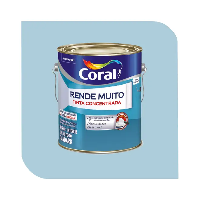 Tinta Acrílica Coral Rende Muito 3,2L Azul Sereno