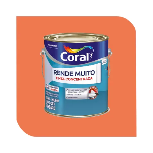Tinta Acrílica Coral Rende Muito 3,2L Laranja Maracatu