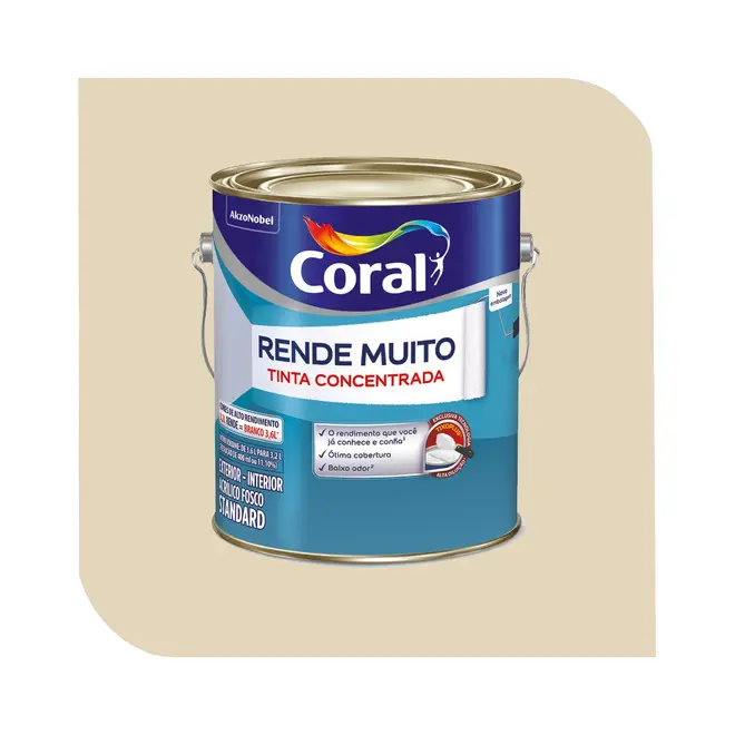 Tinta Acrílica Coral Rende Muito 3,2L Palha
