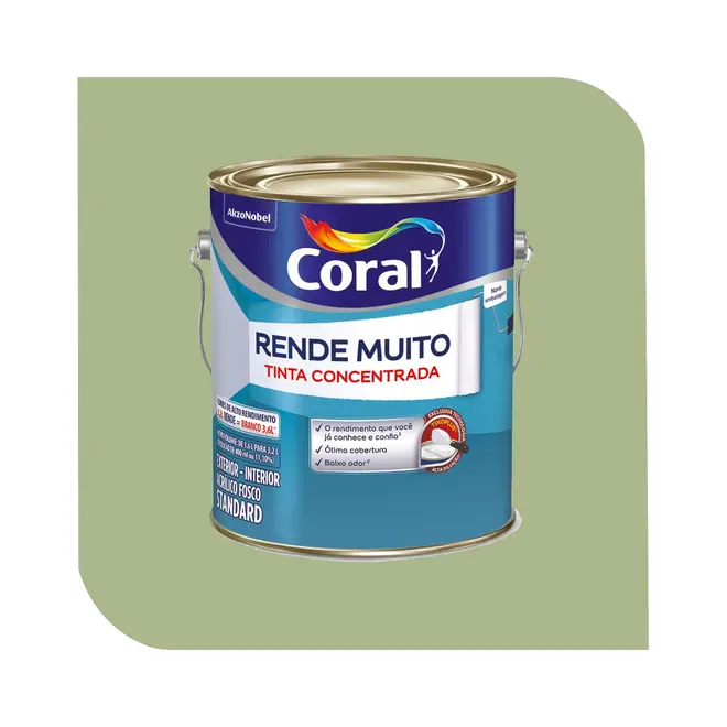 Tinta Acrílica Coral Rende Muito 3,2L Verde Kiwi