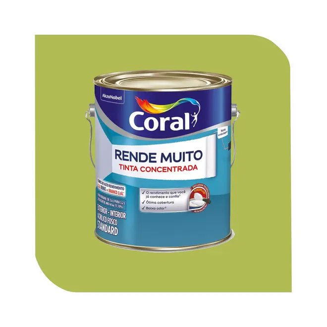 Tinta Acrílica Coral Rende Muito 3,2L Verde Limão