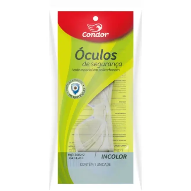 Óculos de Segurança/Proteção Incolor 3002/2 Condor