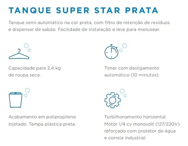 Tanque Elétrico Super Star Branco 127v Lavemais