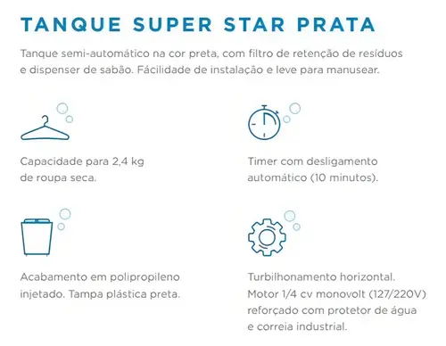 Tanque Elétrico Super Star Branco 127v Lavemais